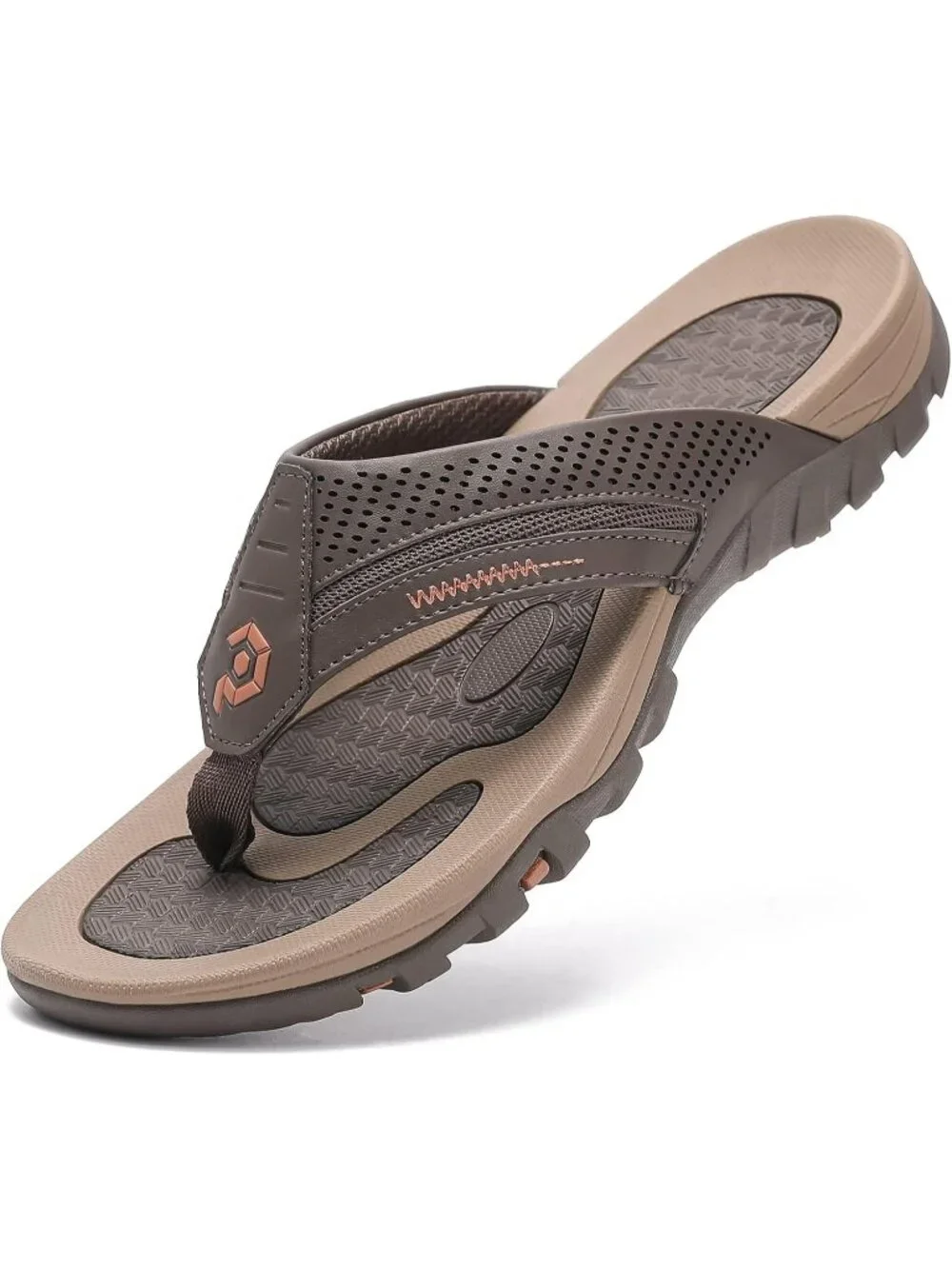 Men's Coffee Flip-flops Thongs Sandals Durable Comfort Slippers For Casual